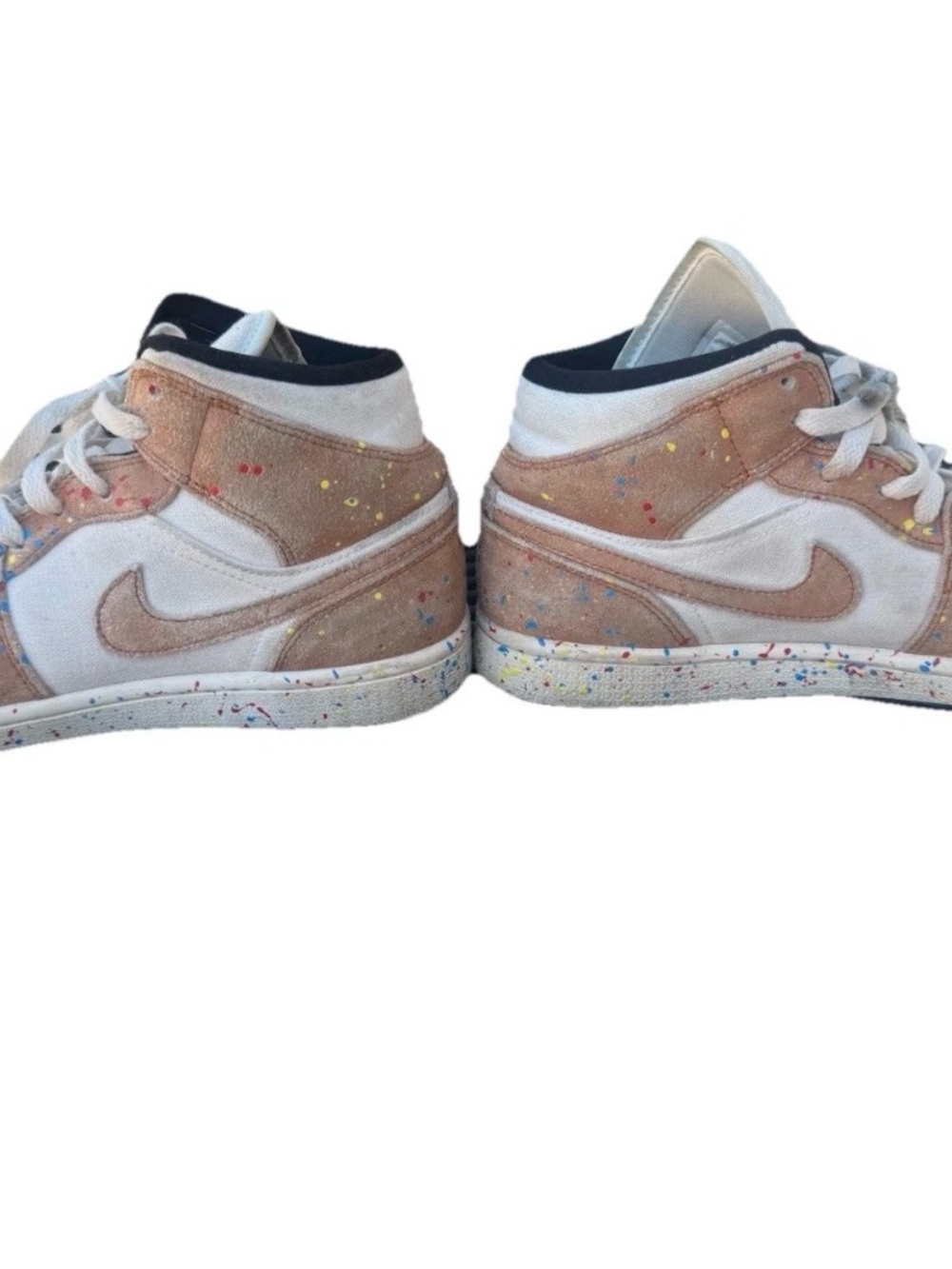 Nike High-Top Sneakers in Light Blue and Tan with Multicolor Speckle - Picture 2 of 4
